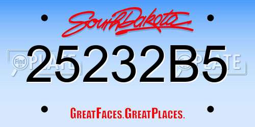 25232B5 South Dakota License Plate