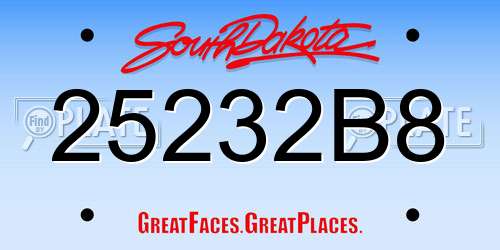 25232B8 South Dakota License Plate
