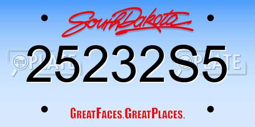25232S5 South Dakota License Plate