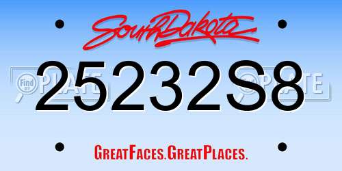 25232S8 South Dakota License Plate