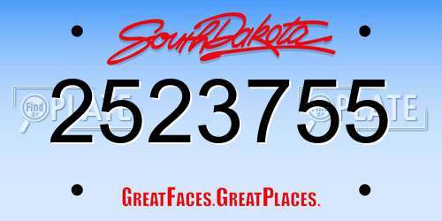 2523755 South Dakota License Plate