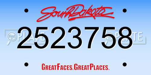 2523758 South Dakota License Plate