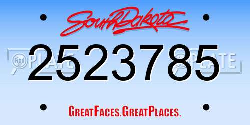2523785 South Dakota License Plate