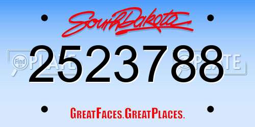 2523788 South Dakota License Plate