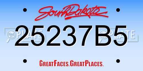 25237B5 South Dakota License Plate