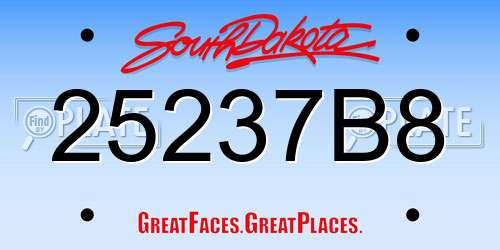 25237B8 South Dakota License Plate