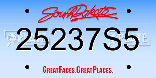 25237S5 South Dakota License Plate