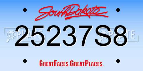 25237S8 South Dakota License Plate