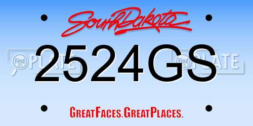 2524GS South Dakota License Plate