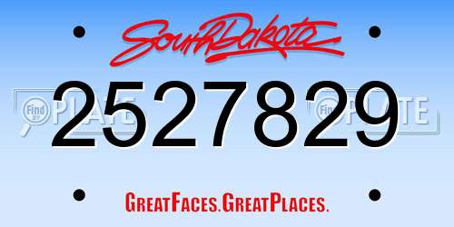 2527829 South Dakota License Plate
