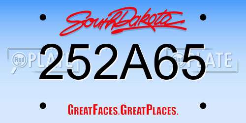 252A65 South Dakota License Plate