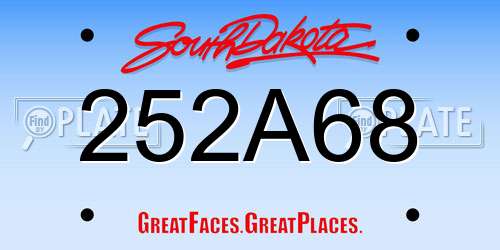 252A68 South Dakota License Plate