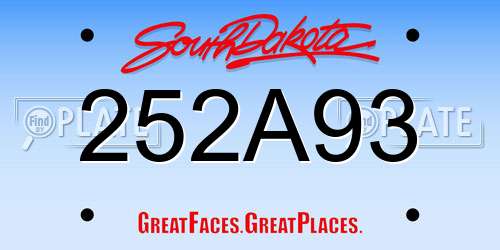 252A93 South Dakota License Plate