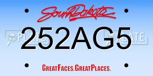 252AG5 South Dakota License Plate
