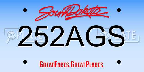 252AGS South Dakota License Plate