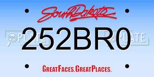 252BR0 South Dakota License Plate