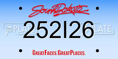 252I26 South Dakota License Plate