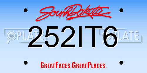 252IT6 South Dakota License Plate