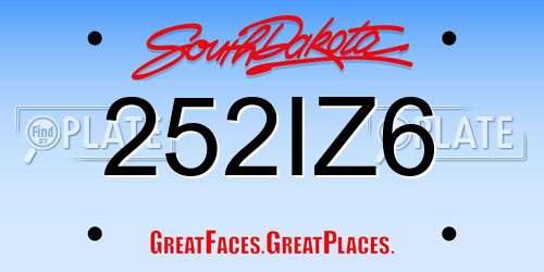 252IZ6 South Dakota License Plate