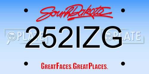 252IZG South Dakota License Plate