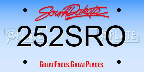252SRO South Dakota License Plate