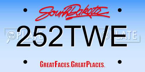 252TWE South Dakota License Plate
