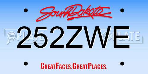 252ZWE South Dakota License Plate