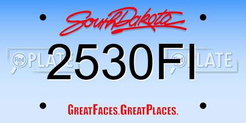 2530FI South Dakota License Plate