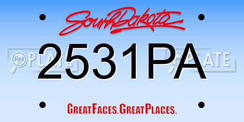 2531PA South Dakota License Plate