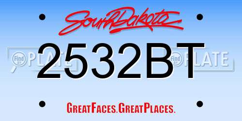 2532BT South Dakota License Plate
