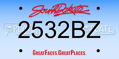 2532BZ South Dakota License Plate