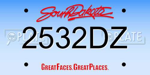 2532DZ South Dakota License Plate