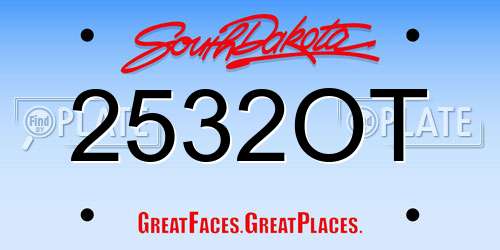 2532OT South Dakota License Plate