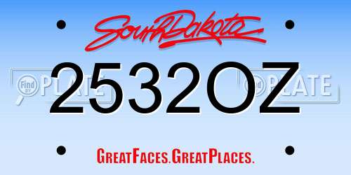 2532OZ South Dakota License Plate