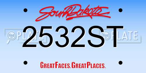 2532ST South Dakota License Plate