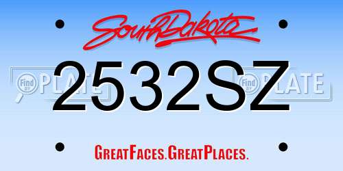 2532SZ South Dakota License Plate