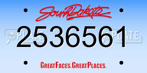 2536561 South Dakota License Plate