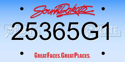 25365G1 South Dakota License Plate