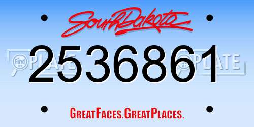2536861 South Dakota License Plate