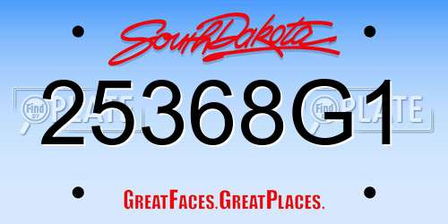 25368G1 South Dakota License Plate