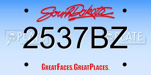 2537BZ South Dakota License Plate