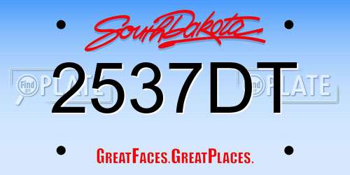 2537DT South Dakota License Plate