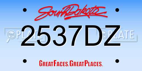 2537DZ South Dakota License Plate