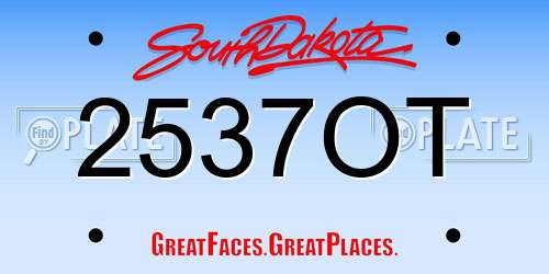 2537OT South Dakota License Plate
