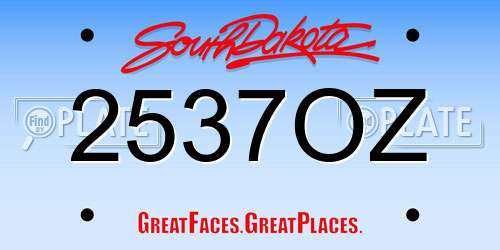 2537OZ South Dakota License Plate