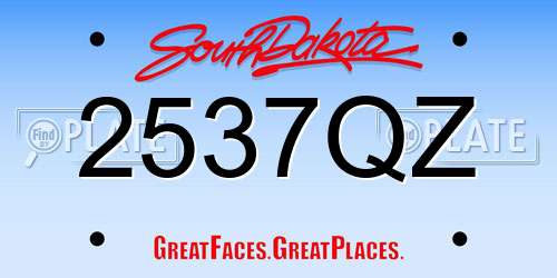 2537QZ South Dakota License Plate