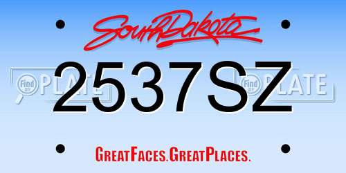 2537SZ South Dakota License Plate