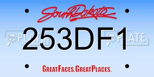253DF1 South Dakota License Plate