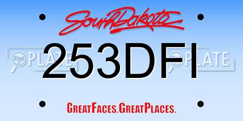 253DFI South Dakota License Plate
