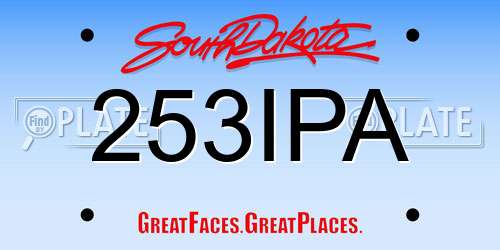 253IPA South Dakota License Plate